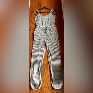 LOFT Striped Sleeveless Jumpsuit